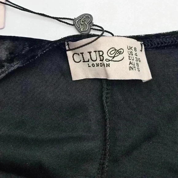 Club London Womens Size 4 Black Velvet and Stitched Floral Design Dress NWT - Picture 12 of 12